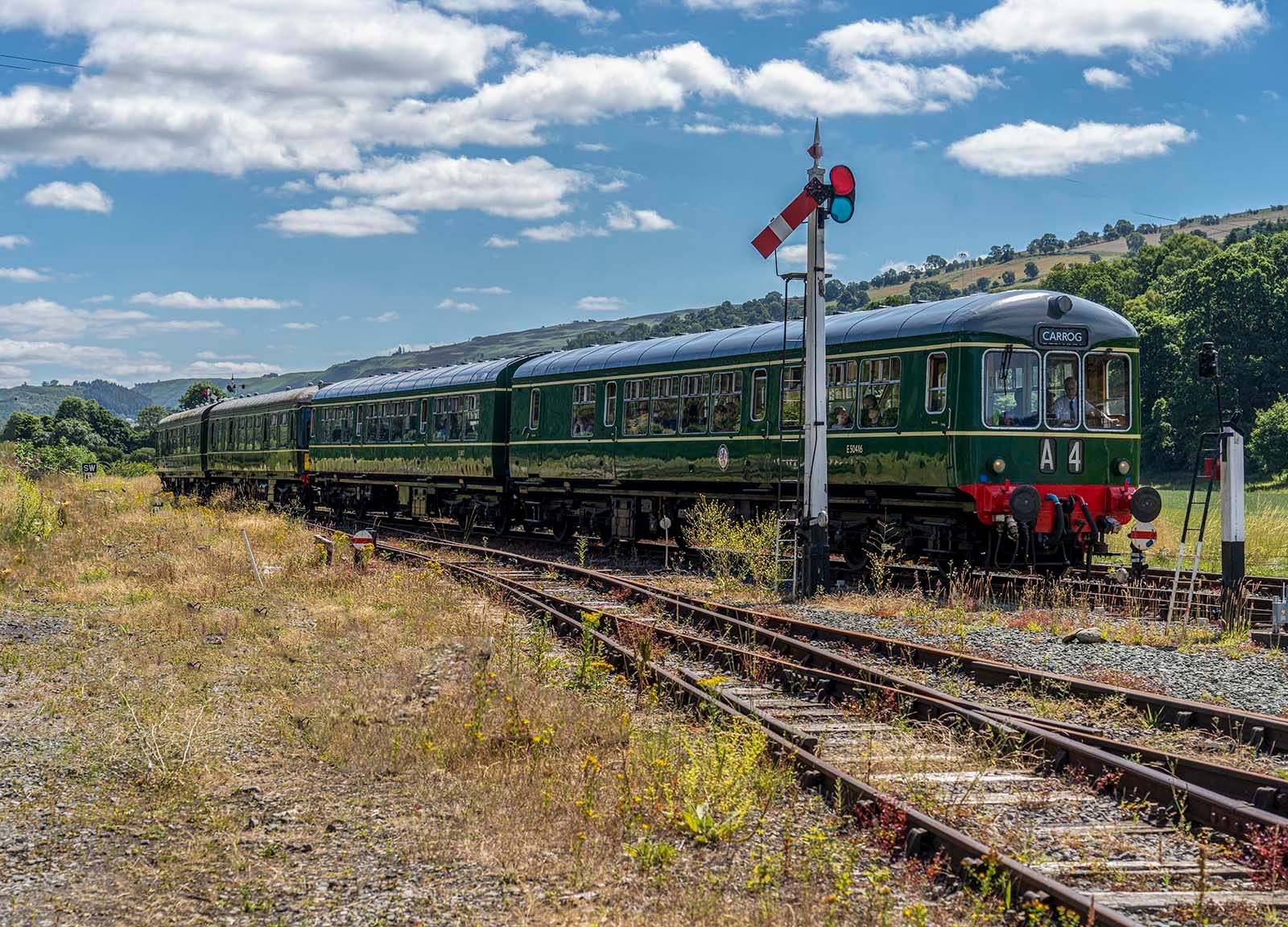 Classes 109 and 108 as a 4-car unit arriving at Carrog on Wednesday 13 July 2022
