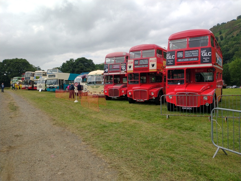 A line of classic buses at Glyndyfrdwy