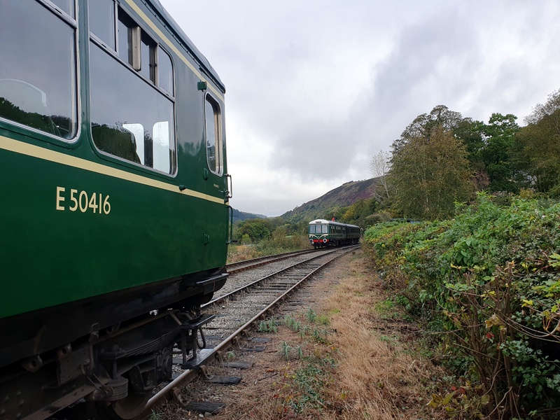 Hybrid class 127/108 and Wickham class 109 coupling at Llangollen Goods Junction