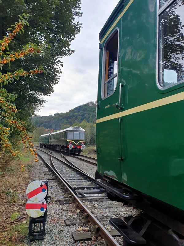 Hybrid class 127/108 and Wickham class 109 coupling at Llangollen Goods Junction