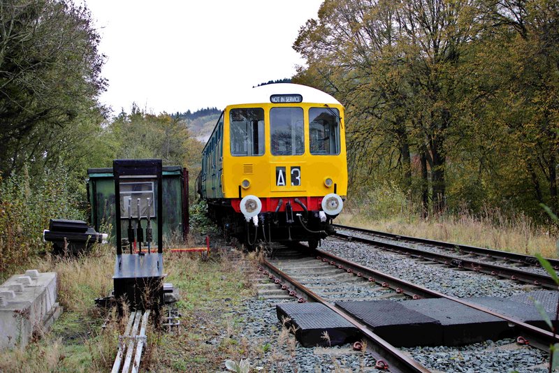 Class 104 vehicle 50454 in the siding at Corwen