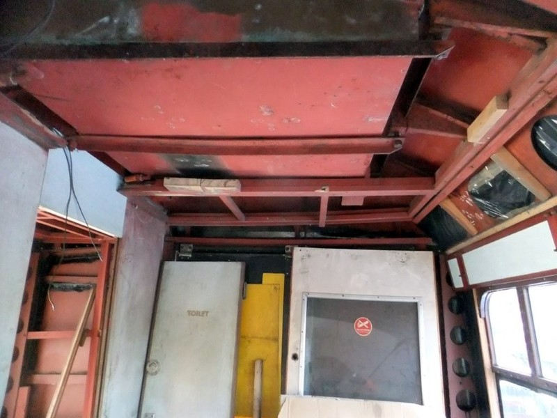 Class 100: Old frame remnants in place for the flat ceiling