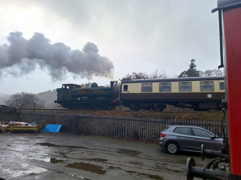 Pannier Tank 7754 passing Pentrefelin with a Santa Special train