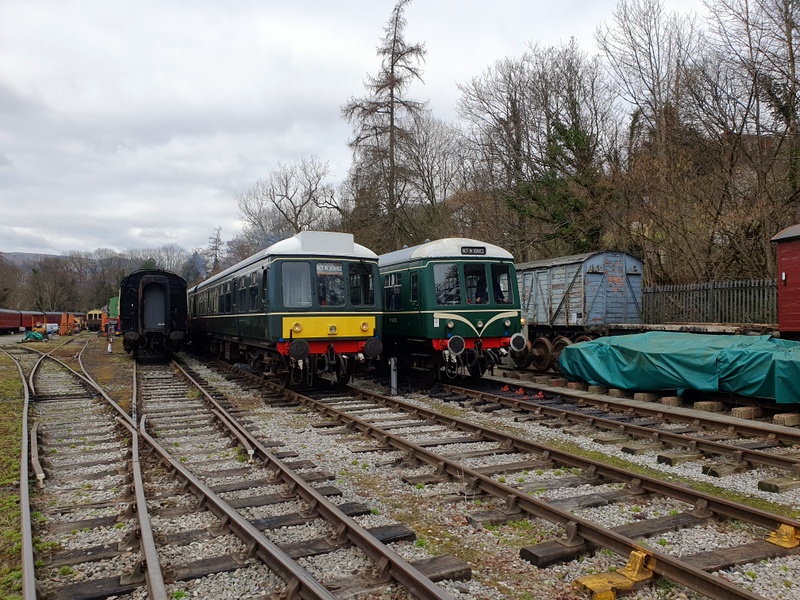 Class 108 vehicles 54504 and 56223 at Pentrefelin on 16/03/25