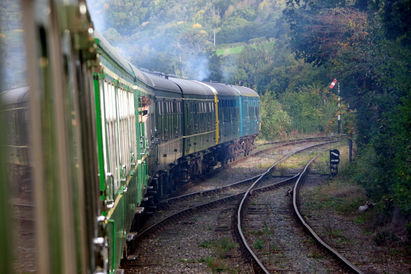 View from the 8-car DMU near Llangollen Goods Junction on 05/10/25