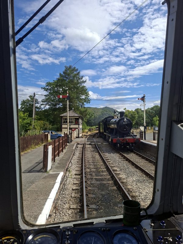 3802 viewed from the cab of 56223 at Glyndyfrdwy on 09/08/26